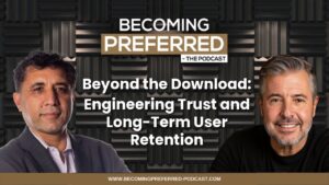 Podcast episode on user retention, AI strategy, mobile app development, product design, and customer engagement featuring.